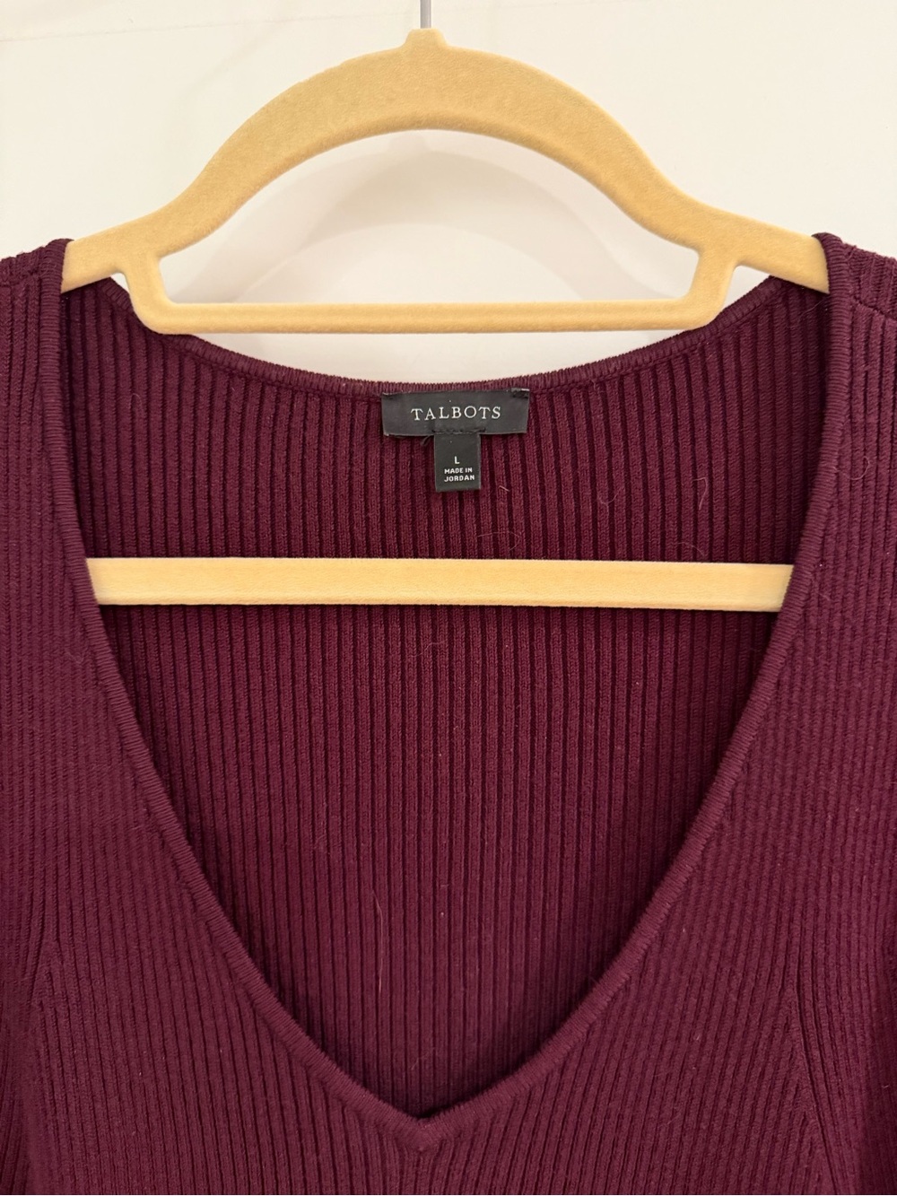 Talbots V-Neck Ribbed Knit Pullover - Picture 2 of 6